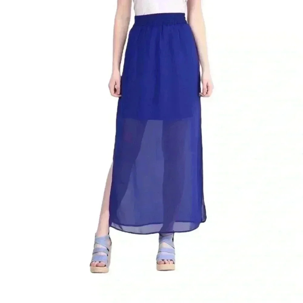 H&M divided Women’s blue maxi skirt size 4 in Royal blue colour waist 12.5”